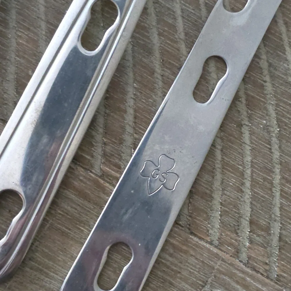 Vintage Girl Scout Hiker's Cutlery Kit Knife Fork Spoon Stainless Steel Red Case